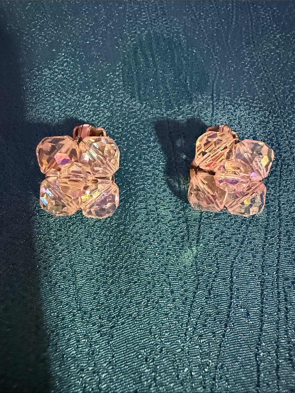 Iridescent Crystal Cluster Stud Earrings - Unbranded